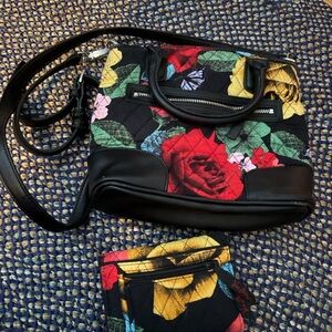 Floral Black Handbag